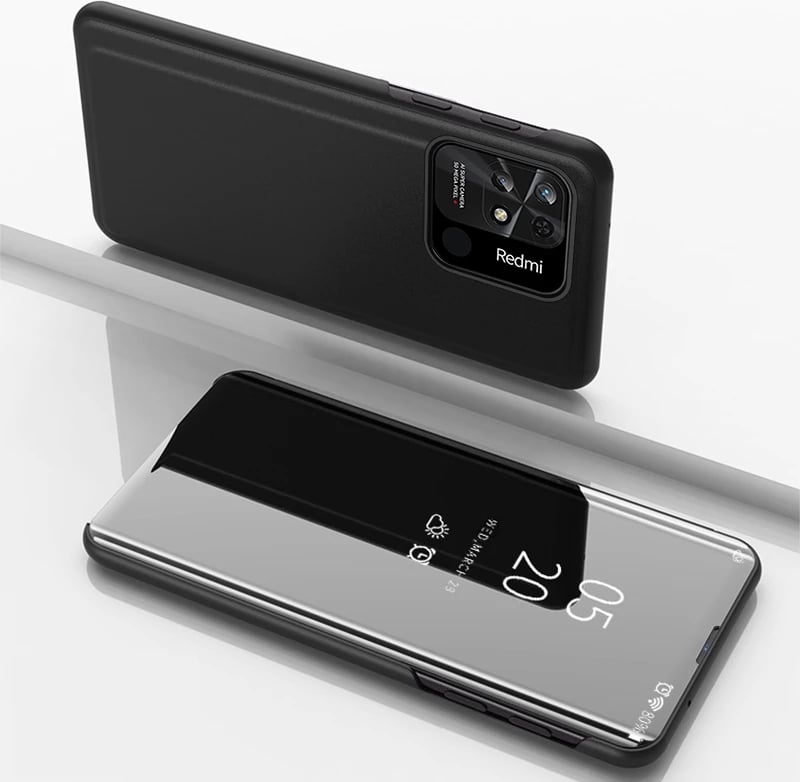 Mbështjellës Hurtel Clear View Case për Xiaomi Redmi 10C, me kapak, e zezë