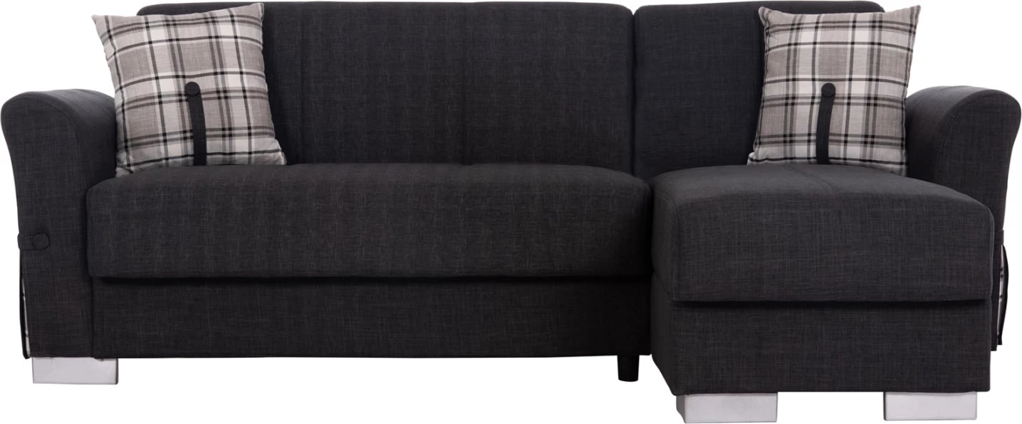 Kënd divan me shtrat dhe hapësirë për depo, ngjyrë antracit, BRONKO FH3291.01, 218x138x77cm