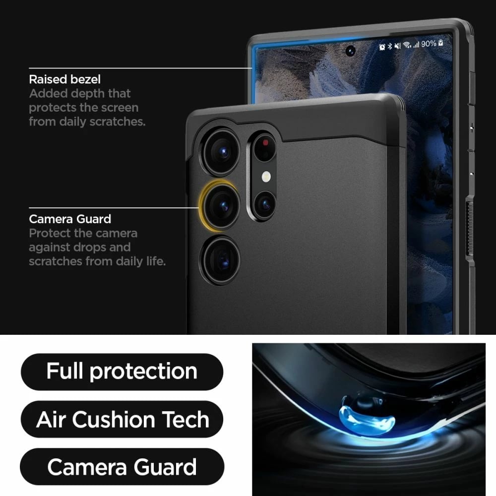 Mbështjellës Spigen Tough Armor për Samsung Galaxy S23 Ultra, i zi Mbështjellës Spigen Tough Armor për Samsung Galaxy S23 Ultra, i zi