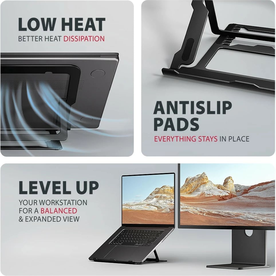 Mbajtëse laptopi AXAGON STND-LAB alumini 10-17.3" 8 pozicione e rregullueshme, e zezë