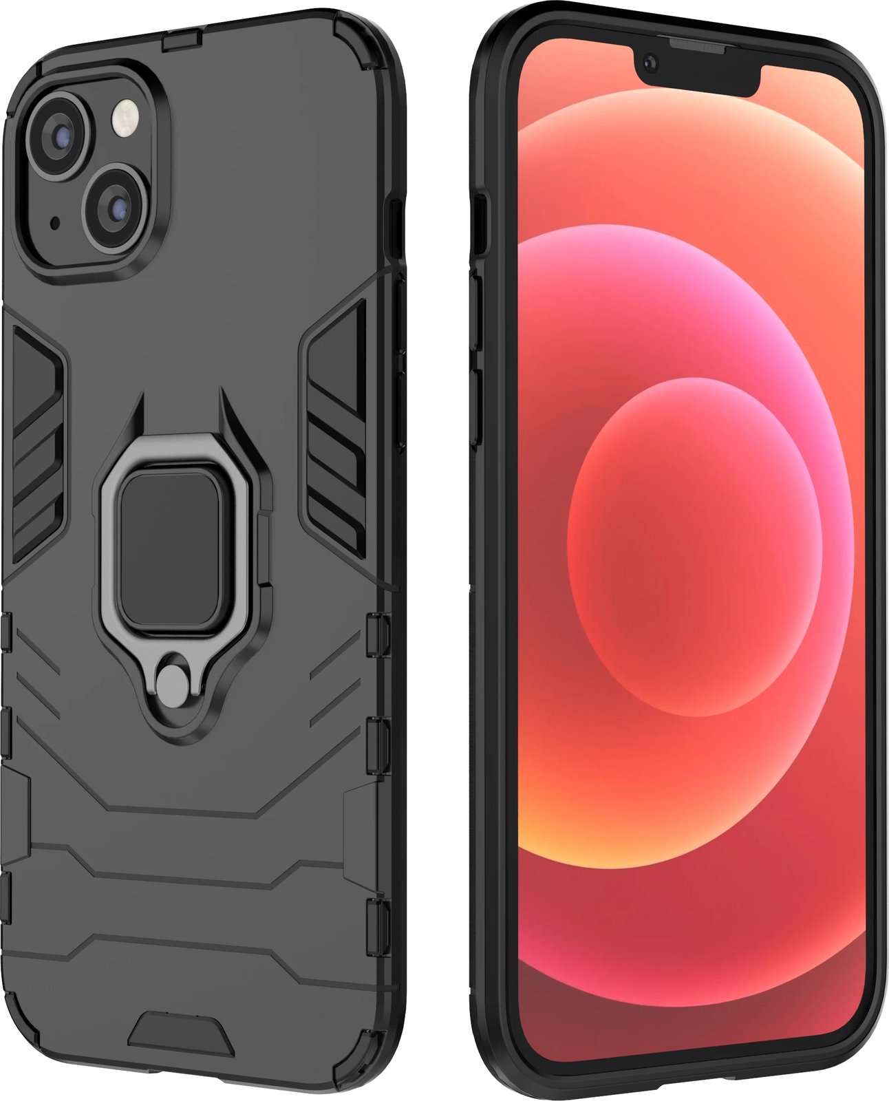 Mbështjellës Hurtel Ring Armor për iPhone 14 Plus, me unazë, i zi