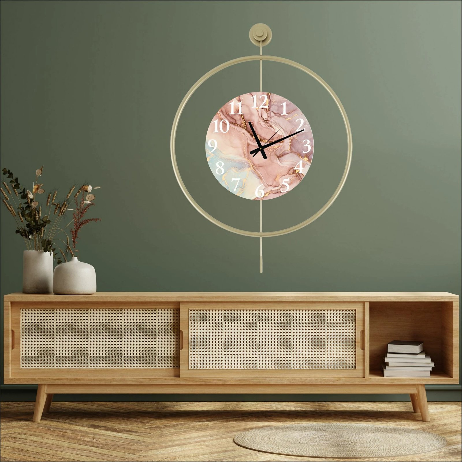 Orë muri dekorative metalike Wallity, Mclock-00116, ngjyrë ari