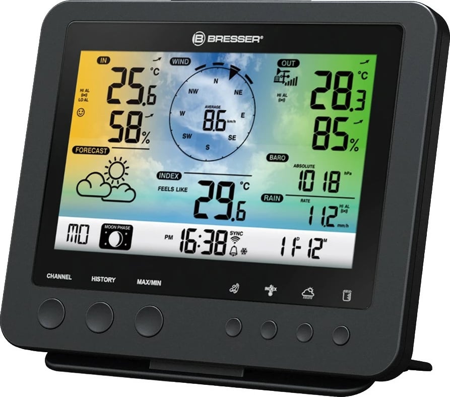 Stacion moti Bresser Wetter Center 5-in-1, WLAN, sensorë profesional, ekran me ngjyra Stacion moti Bresser Wetter Center 5-in-1, WLAN, sensorë profesional, ekran me ngjyra