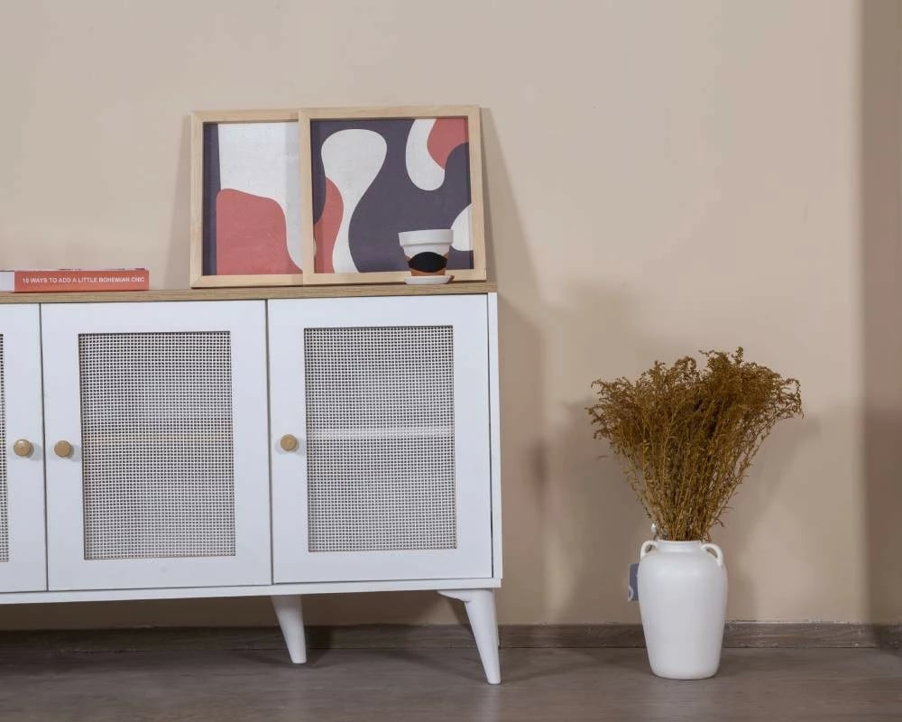 Konsol Calvin, ngjyrë e bardhë dhe lis, Skye Decor