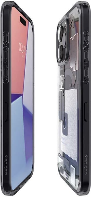 Mbështjellës Spigen Ultra Hybrid Mag për iPhone 15 Pro, MagSafe, Zero One, Transparent/Gri