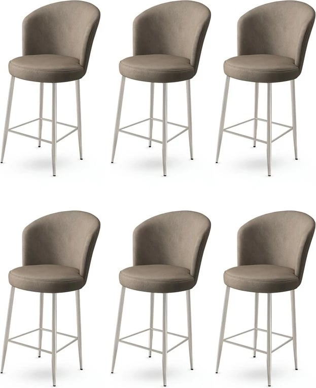 Set karrigesh për bar (6 copë), Hanah Home, Alte, kapuçino, krom