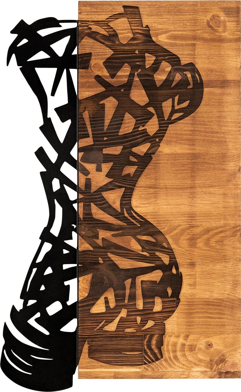 Aksesor dekorativ prej druri për mur, Wallity, Paramparca, ngjyrë e zezë dhe arre, 36x60cm