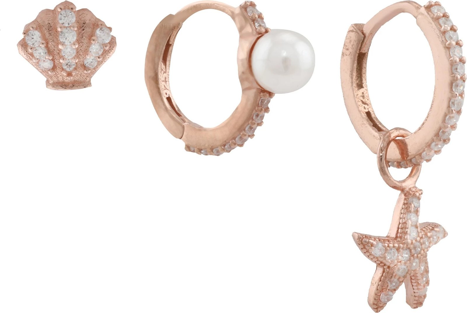 Vathë argjendi Jumeon, ngjyrë ari rozë, 11388ROS, set prej 3 copësh