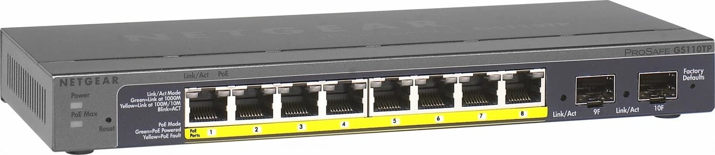 Switch i mençur Netgear GS110TP-300EUS, 8x1GB PoE, 2xSFP, Desktop