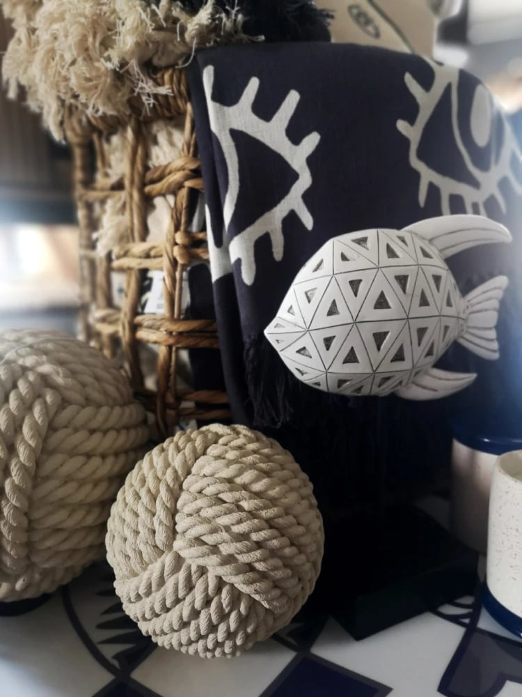 Batanije dekorative Eyes, pambuk, blu e bardhë, 130x170cm