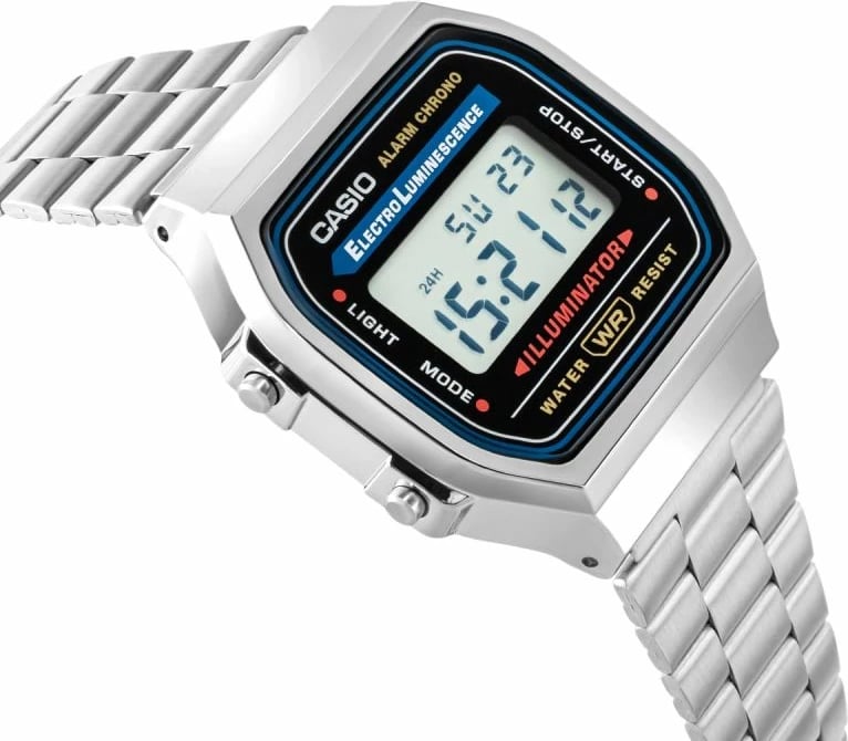 Orë digjitale unisex Casio A168WA, argjend