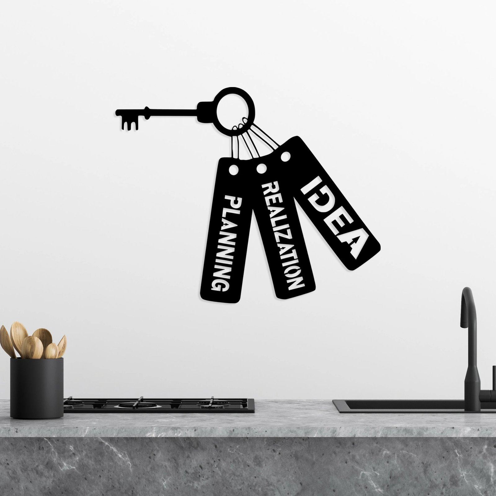 Aksesor dekorativ metalik për mur, Wallity, ide, realizim, planifikim