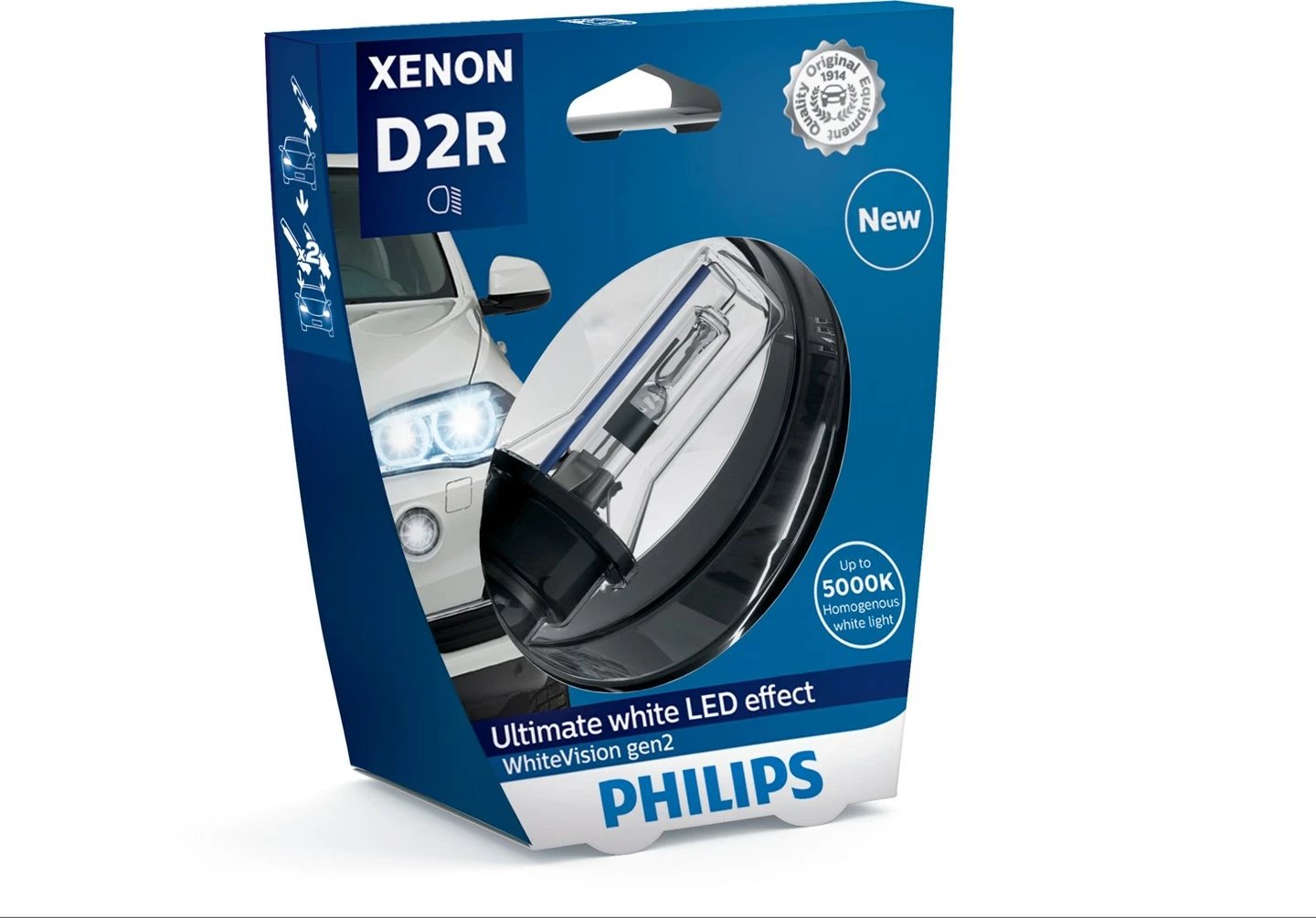 Dritë kokaresh Philips WhiteVision Xenon gen2 85126WHV2S1, e bardhë Dritë kokaresh Philips WhiteVision Xenon gen2 85126WHV2S1, e bardhë