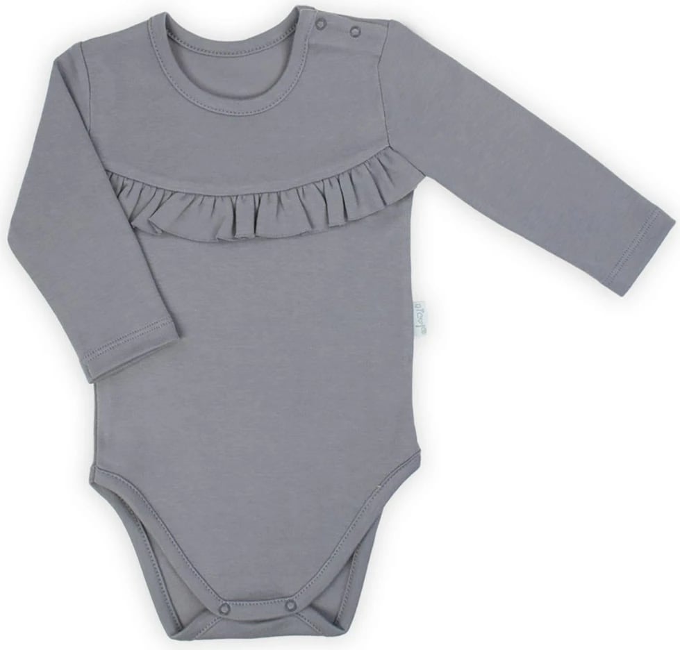 body bebe me mëngë të gjata, Nicol, Sara, 100% pambuk, madhësia 80 (9-12m), gri