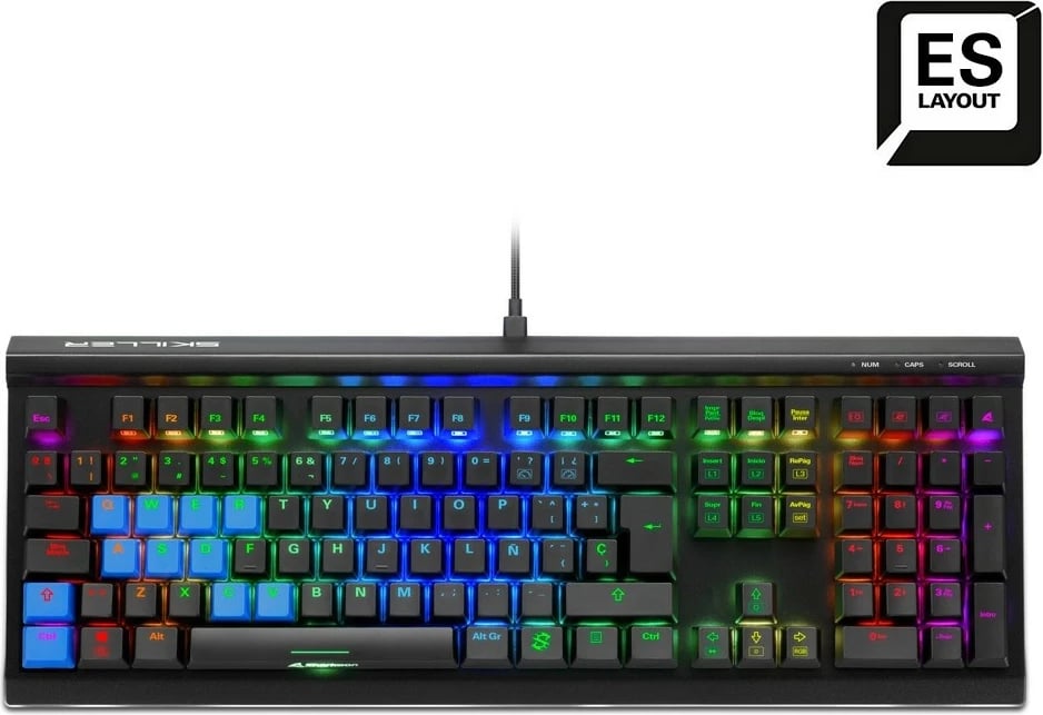 Tastierë mekanike Sharkoon SKILLER SGK60, RGB, ES Layout, Kailh Box Brown, e zezë