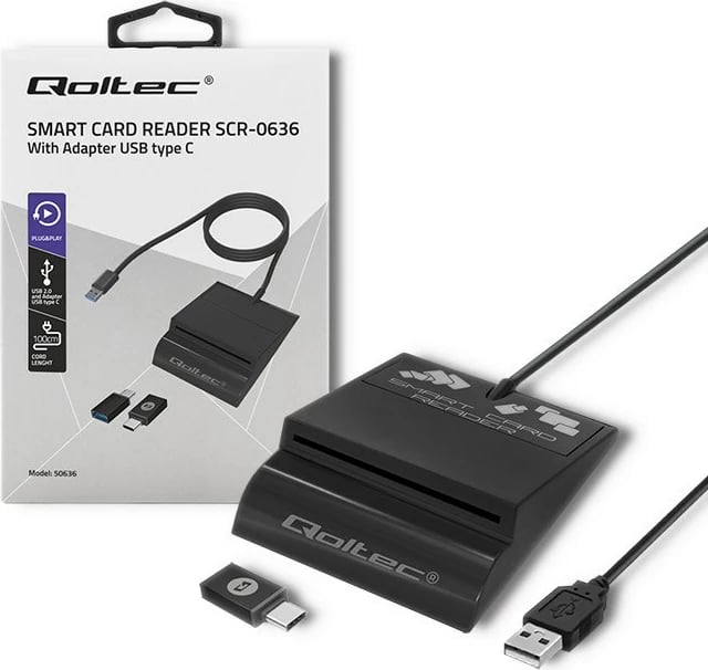 Lexues i kartave Qoltec 50636 Intelligent, USB Type-C