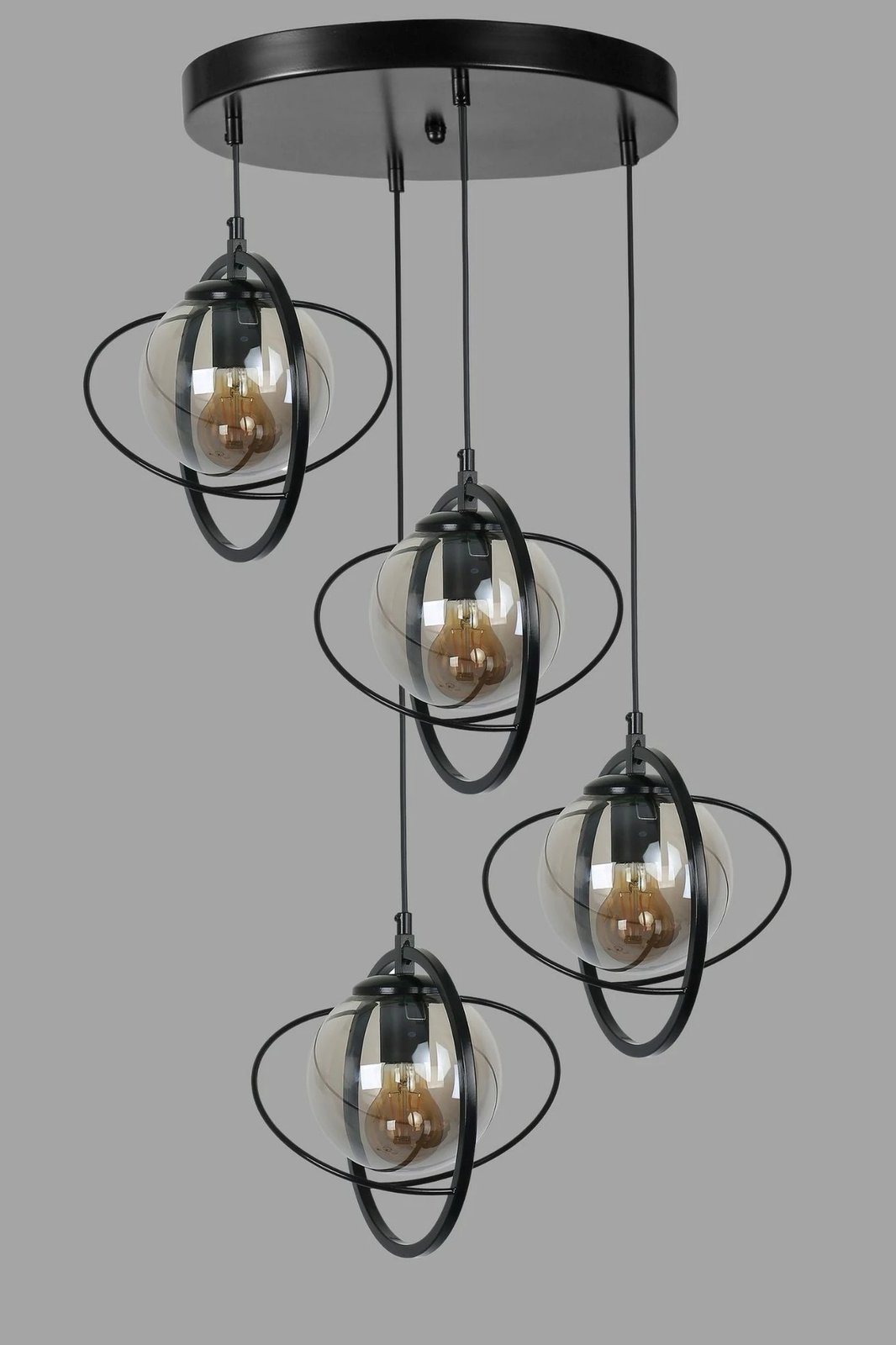 Llambë tavani Opviq, 8774-4, metal, ngjyrë e zezë dhe fume