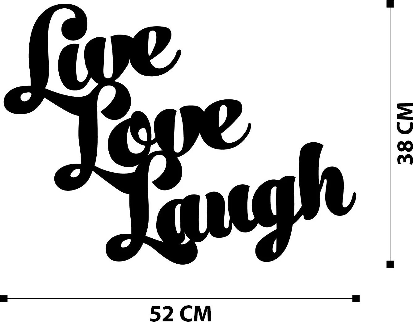 Aksesor dekorativ metalik për mur, Wallity, Lıve Love Laugh, ngjyrë e zezë