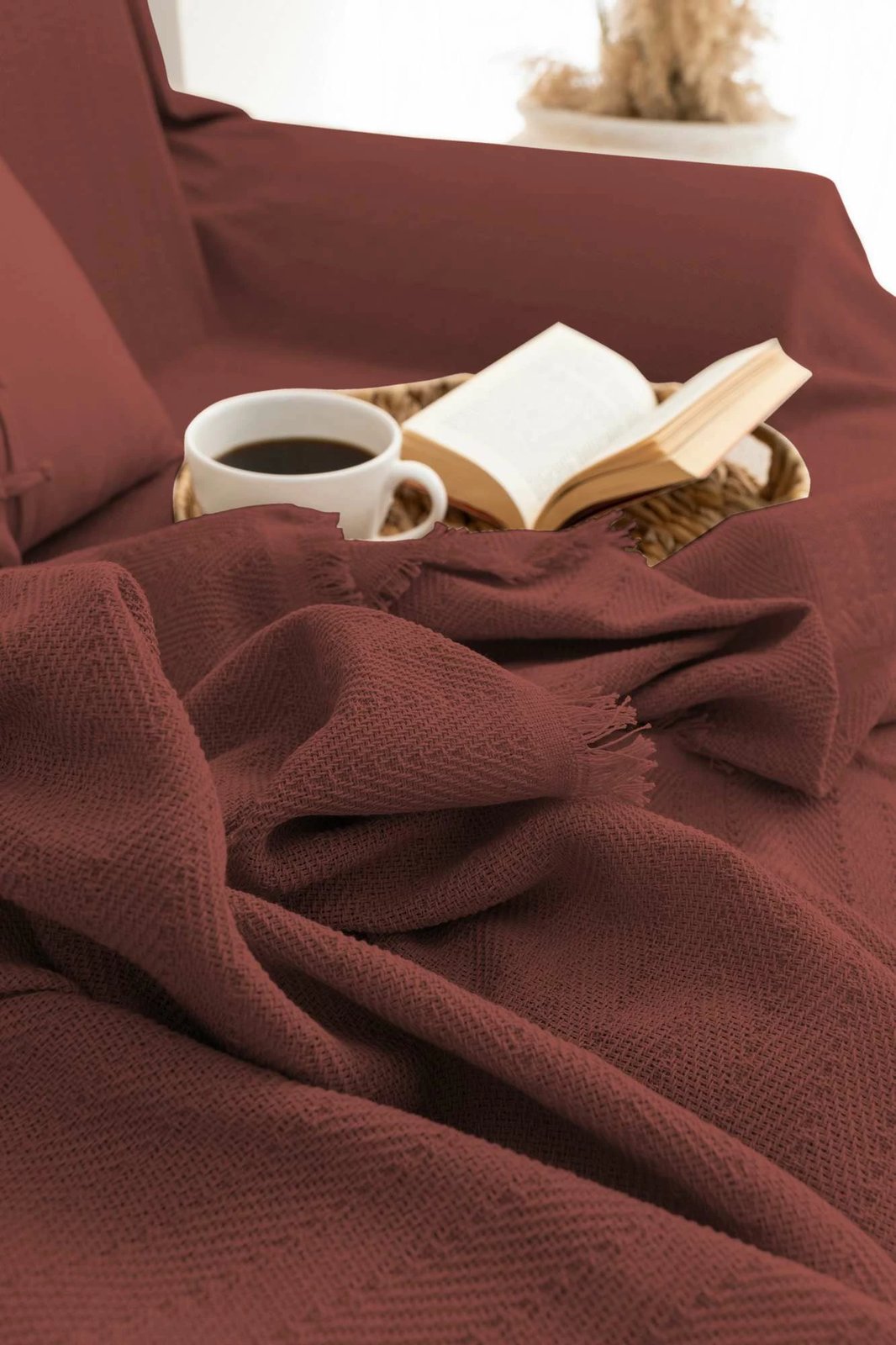 Mbulesë divani L'essentiel, ngjyrë e kuqe kafe, Rio