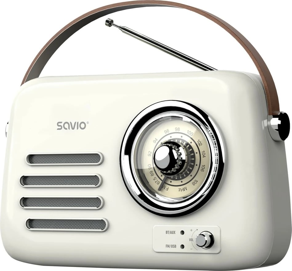 Radio portative Savio RS-02, Bluetooth 5.3, USB-C, e bardhë