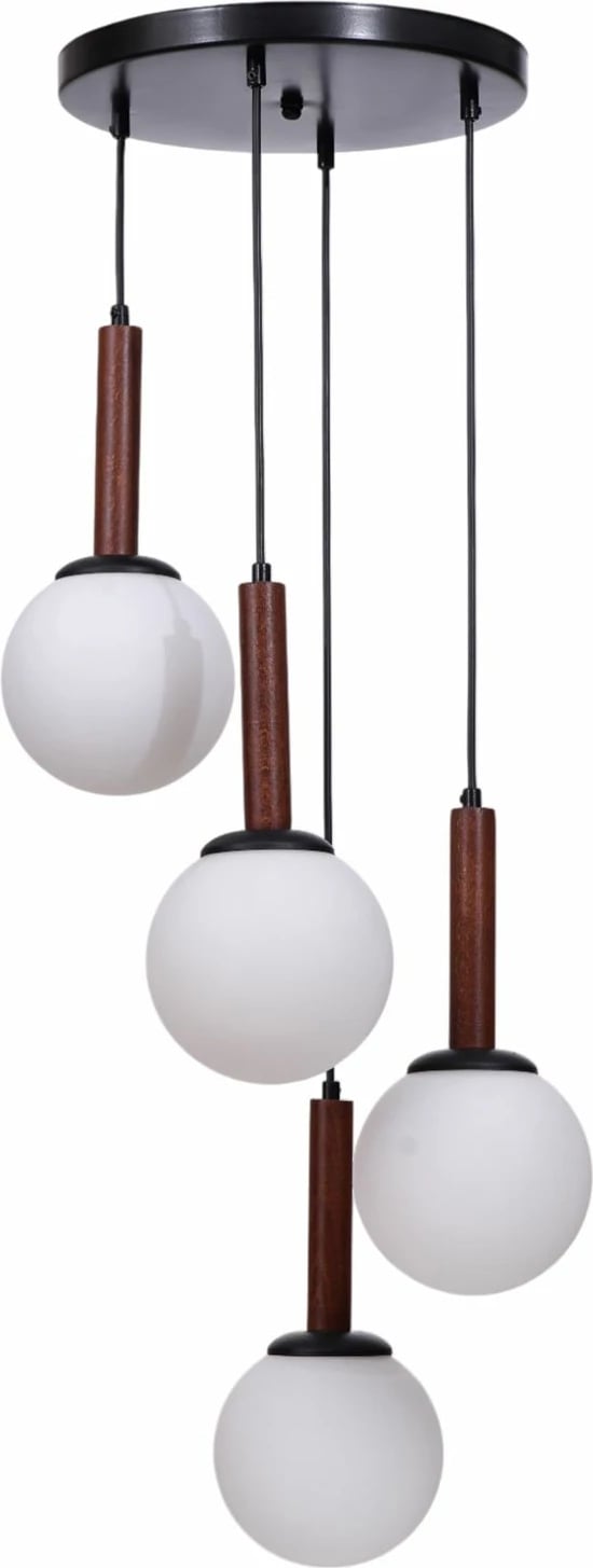 Llambadar Opviq, 9071-4, metal dhe xham, ngjyrë e bardhë, arre, e zezë