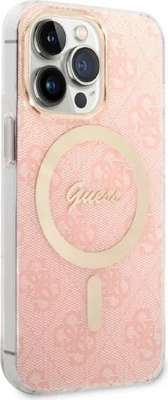 Set mbështjellës Guess GUBPP13XH4EACSP me karikues wireless për iPhone 13 Pro Max, rozë
