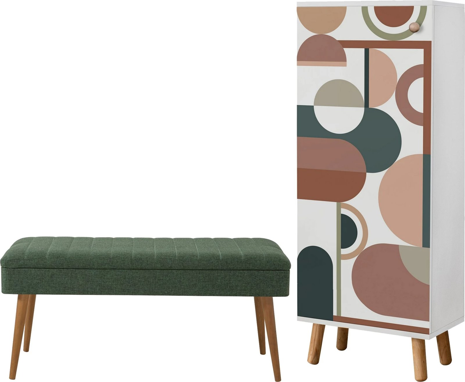 Set mobiljesh për korridor, ngjyrë e bardhë dhe e gjelbër, Skye Decor, 942 - 1070