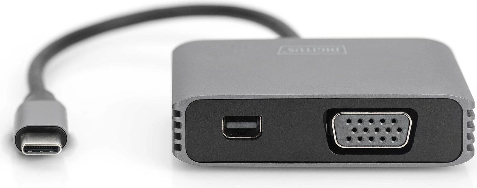 Adapter Digitus mini DP + VGA, 20cm, 4K/30Hz, alumini, argjendtë