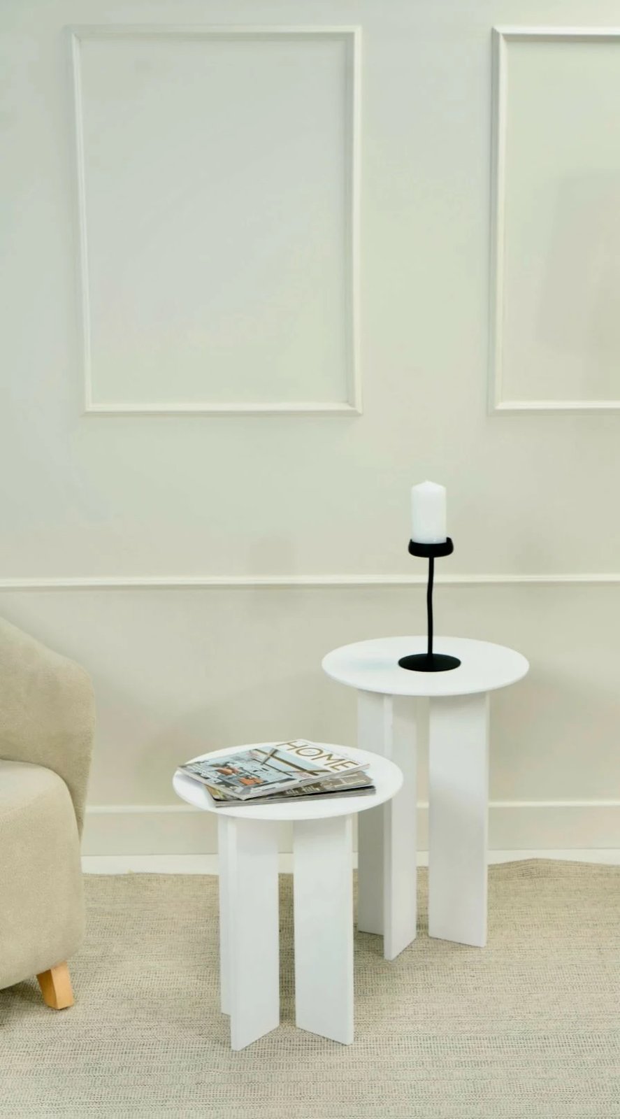 Set tavolinash kafeje Skye Decor, Leo (55 + 45), e bardhë