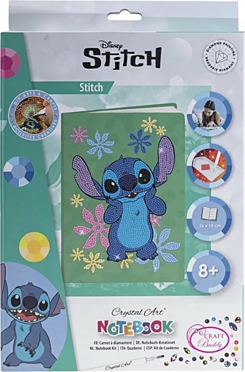 Fletore kreative Crystal Art Epee CANJ-DNY604 me dizajn Stitch, 50 faqe, 26x18cm, me kristale