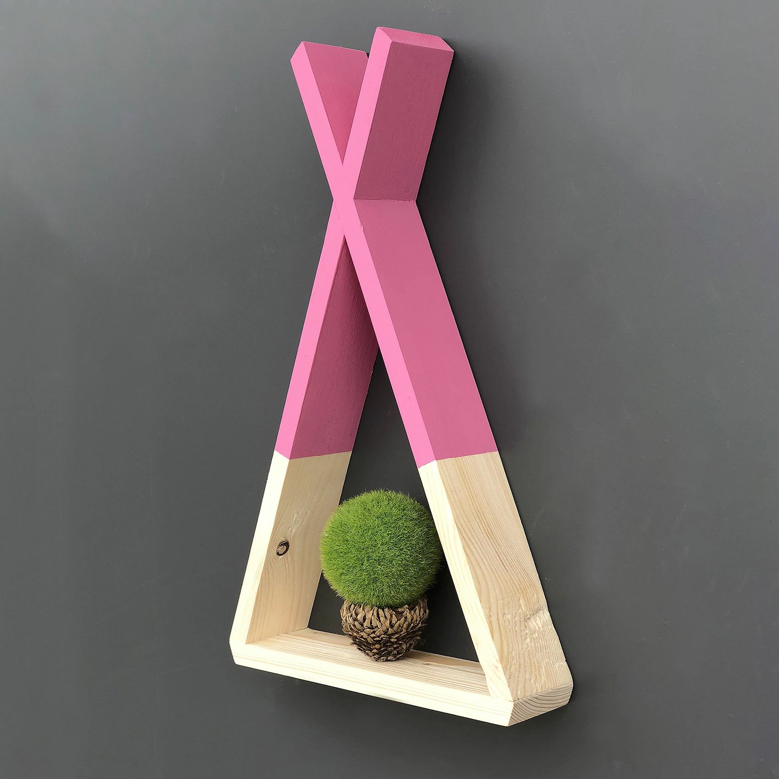 Raf muri Hanah Home, Raf142, ngjyrë arre dhe rozë, 25x42x6cm