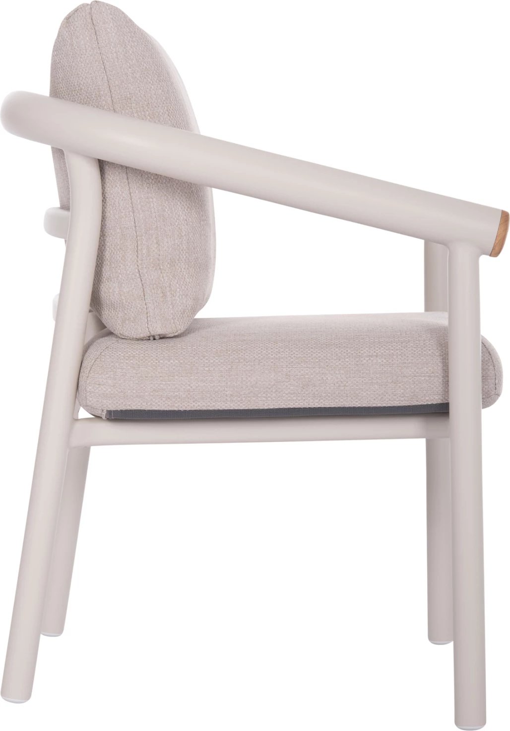 Karrige ngrënieje EUTOPIA, alumin krem e bardhë, stof OLEFIN bezhë, 62x66x78cm