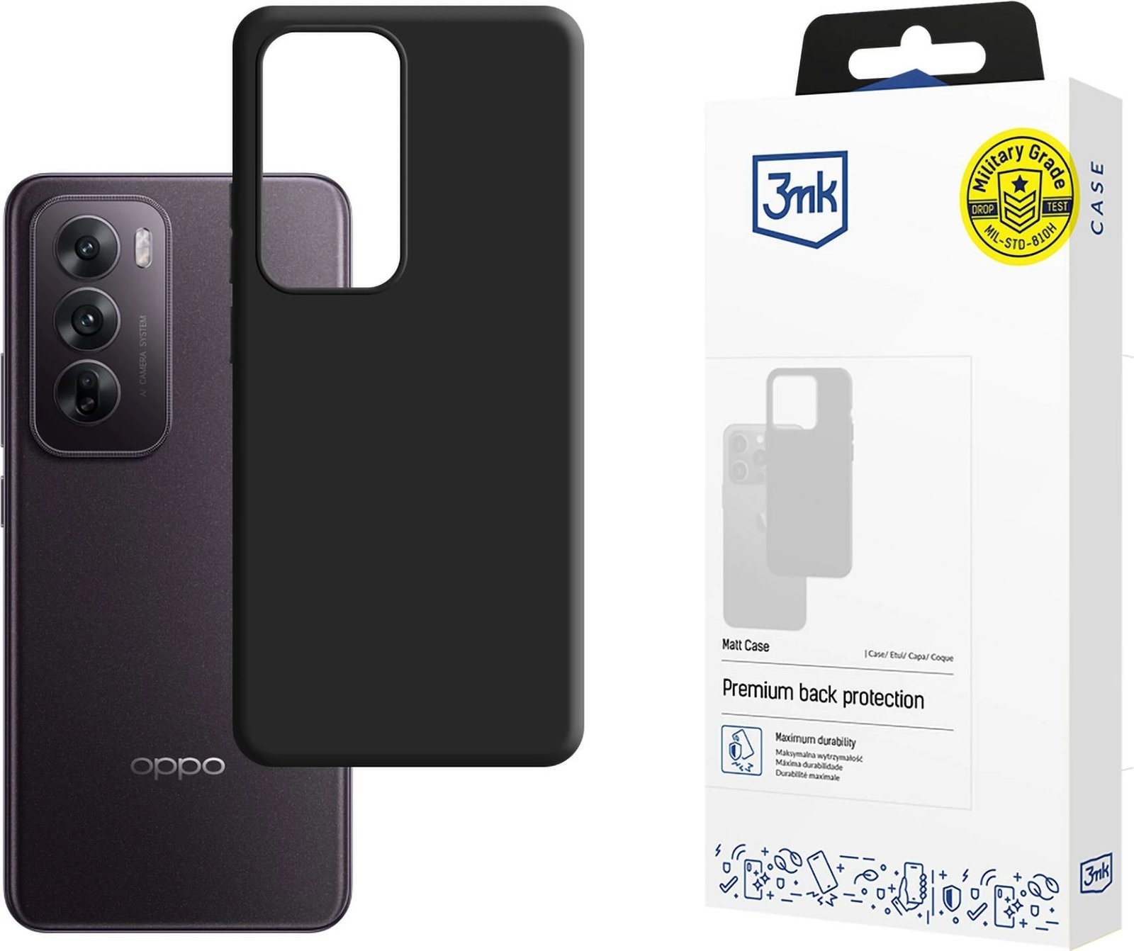 Mbështjellës 3mk Matt Case për Oppo Reno 12, i zi