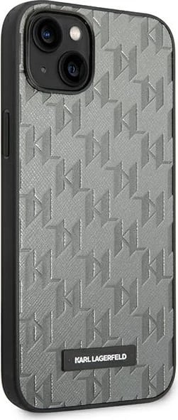Mbështjellës Karl Lagerfeld KLHCP14MSAKLHPG për iPhone 14 Plus 6.7", Saffiano Mono Metal Logo, Gri