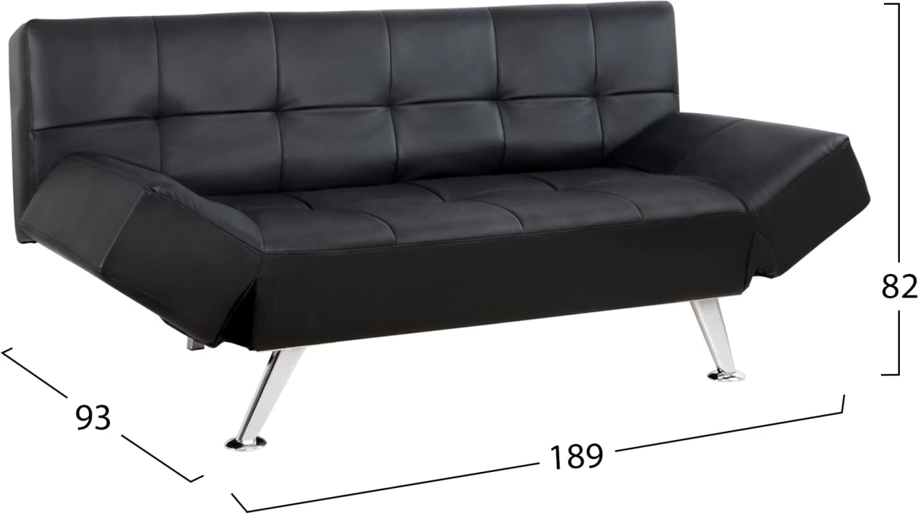 Divan/Shtrat FH3001.02 Thom me krahë të palosshëm, ngjyrë e zezë PU, 189x93x82 cm Divan/Shtrat FH3001.02 Thom me krahë të palosshëm, ngjyrë e zezë PU, 189x93x82 cm
