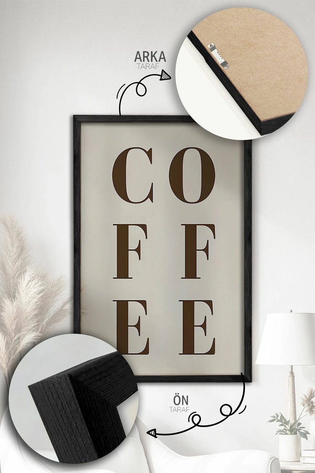 Pikturë dekorative me kornizë (3 copë), Wallity, Artvmodel34-Sıyah