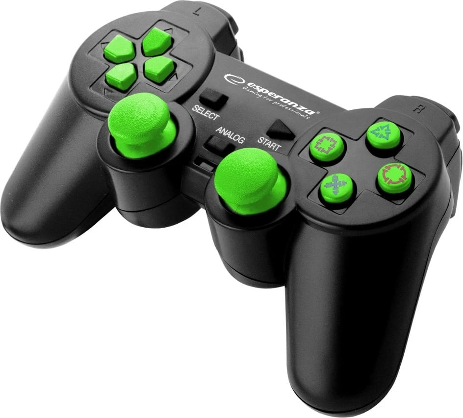 Kontroller Gaming Esperanza EGG107R për PC, Playstation 3, i zi/ i gjelbër