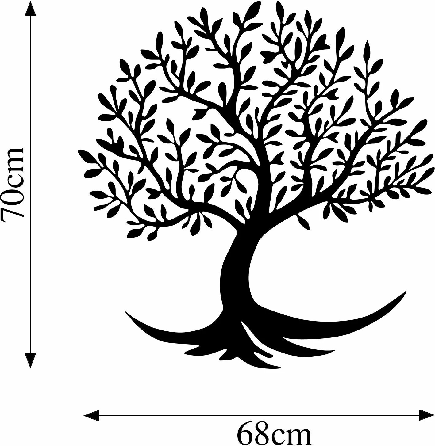 Aksesor dekorativ metalik për mur, Monumental Tree 4, ngjyrë e zezë, Wallity, 68x70cm