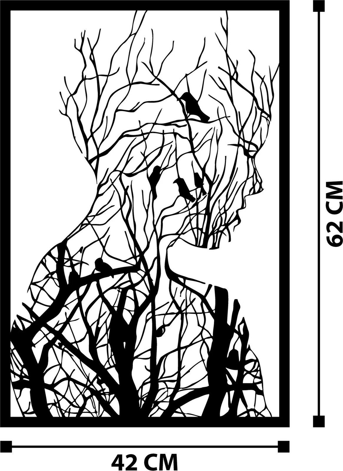 Aksesor dekorativ metalik për mur Wallity, Arakan, ngjyrë e zezë, 42x62cm