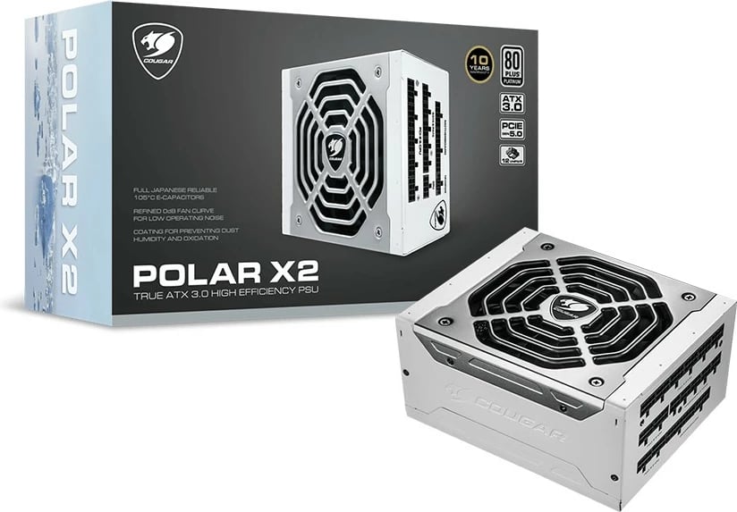 Furnizues energjie Cougar POLAR X2 1200W, ATX 3.1, modular, 80 Plus Platinum, bardhë