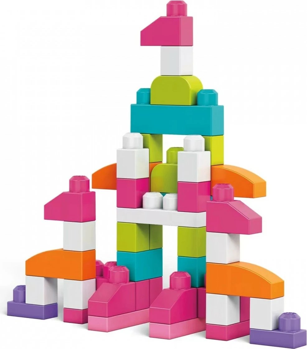 Set blloqesh ndërtimi Mega Bloks First Builders, 80 copë, me qese ruajtëse, shumëngjyrëshe