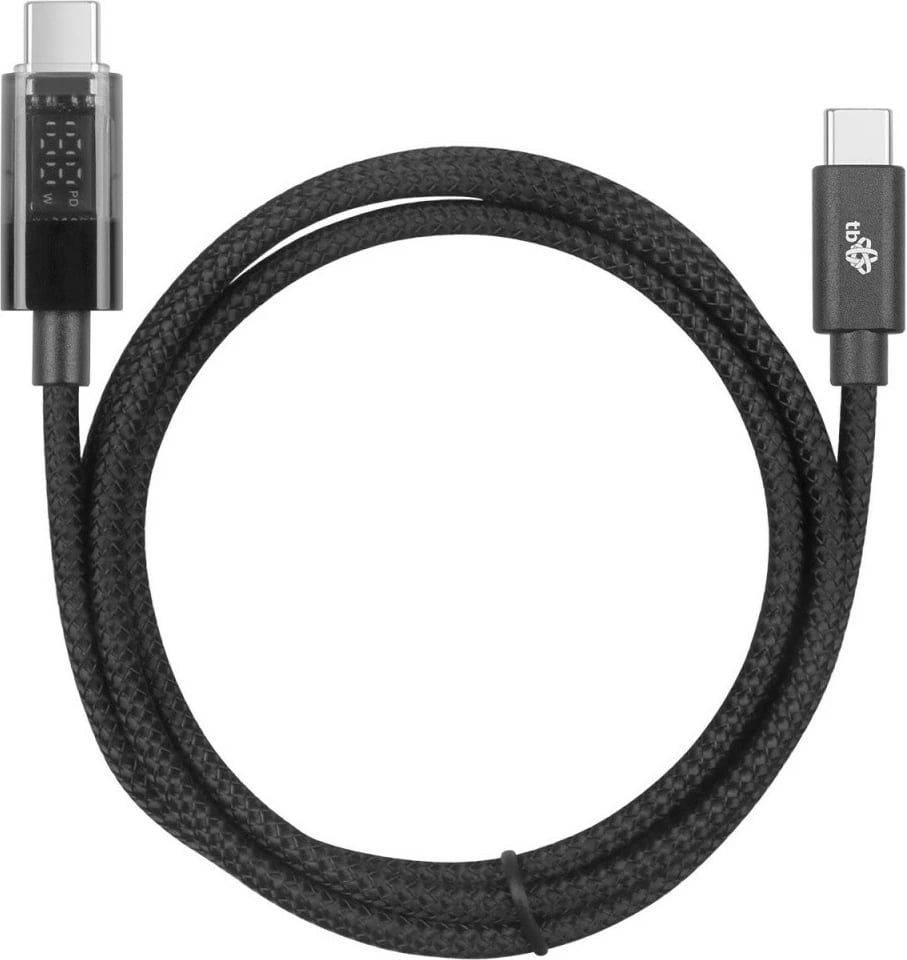 Kabllo USB C në USB C TB, 1m, me tregues LED, 100W, e zezë