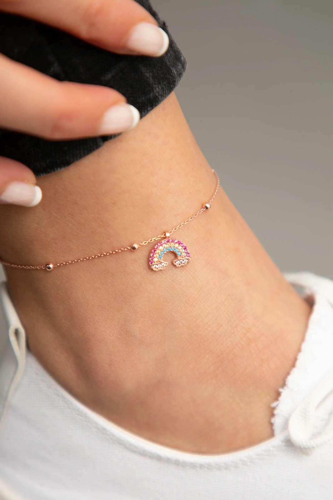 Byzylyk kyç për këmbë, argjend i veshur me ar rozë, ELKSLVR7092