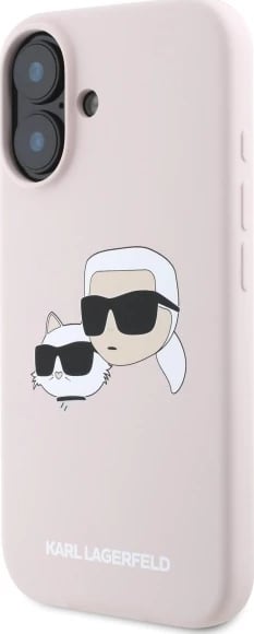 Mbështjellës Karl Lagerfeld Silicone Case Heads Print MagSafe për iPhone 16, Rozë