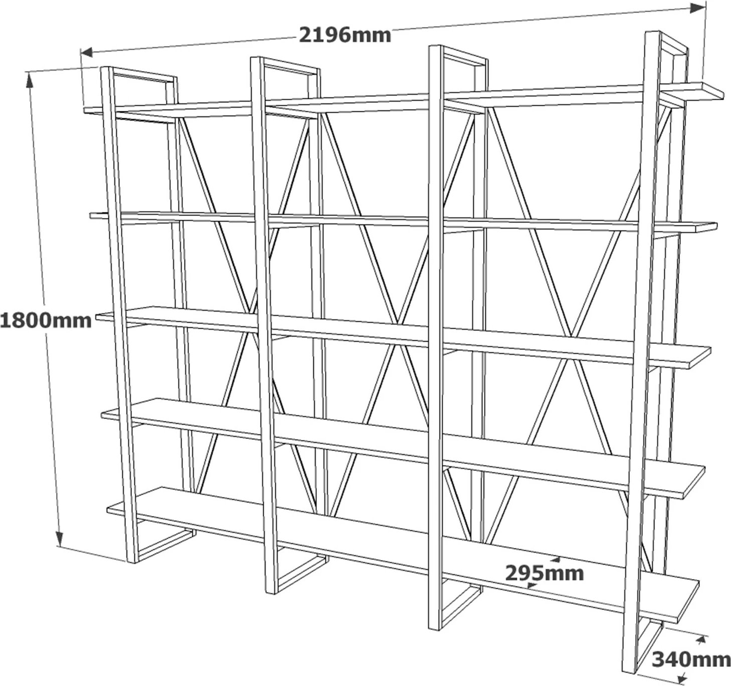 Raft librash Hanah Home, Ml4-A, ngjyrë Atlantic Pine, 219.6x180x34 cm