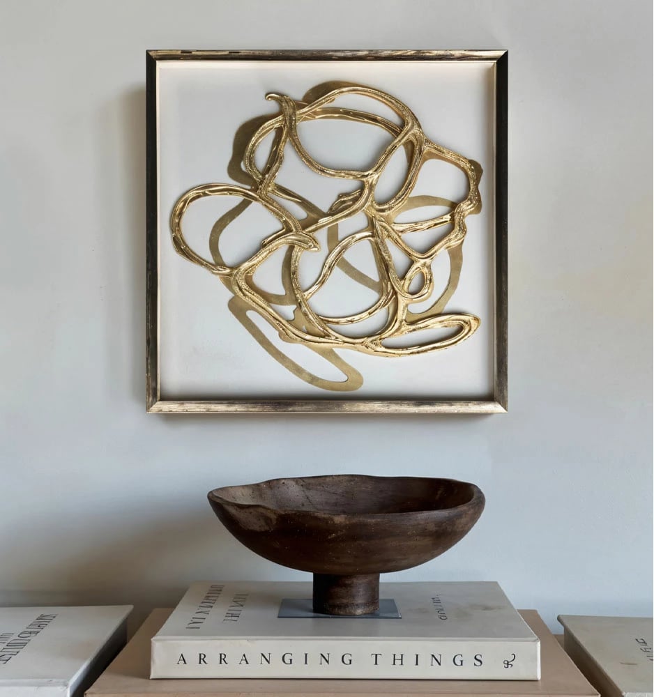 Pikturë dekorative Wild Soul, MDF, xham, ngjyrë ari dhe e bardhë, 80x80x4cm