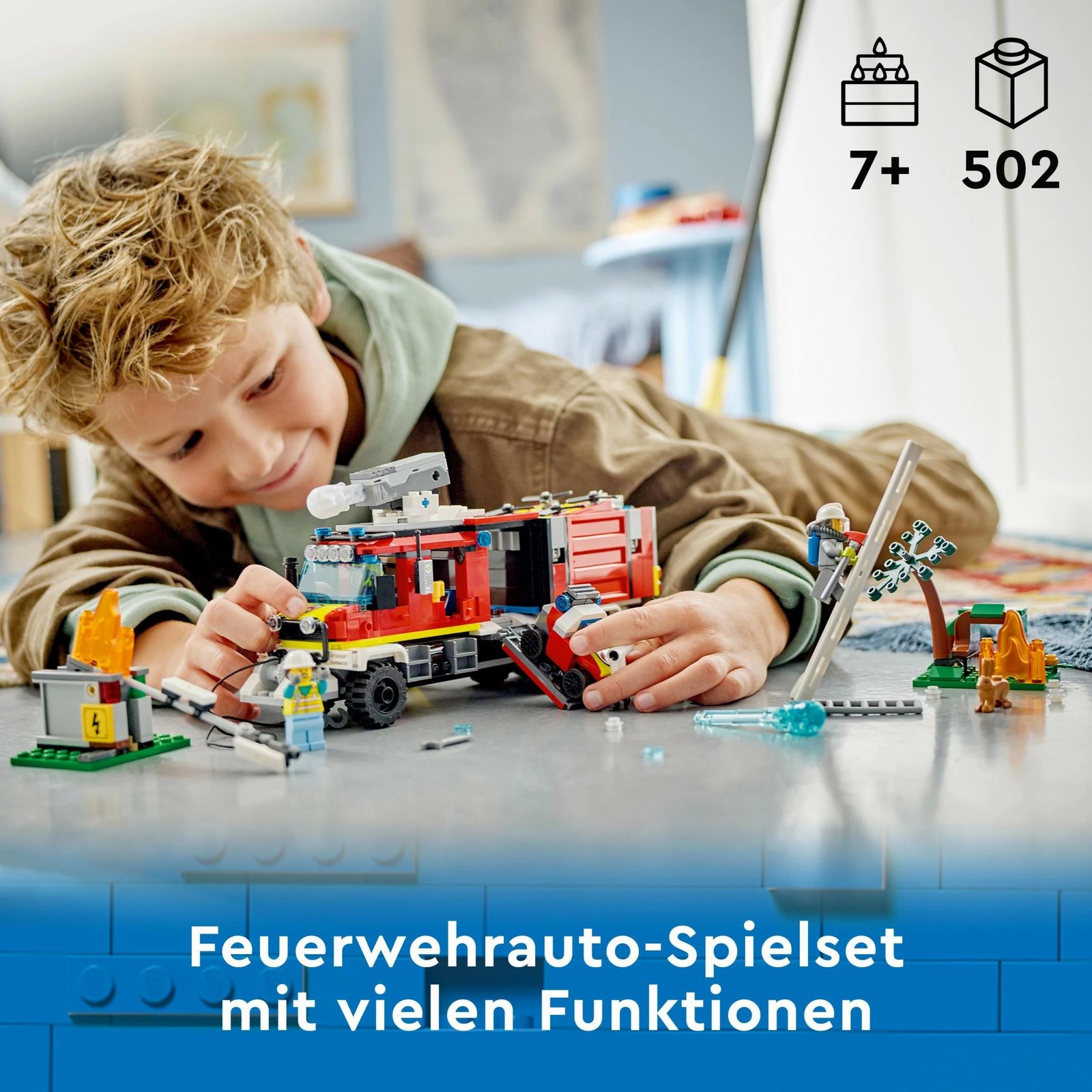 Set ndërtimi LEGO City Fire Command Unit, 502 pjesë, plastikë, shumëngjyrëshe