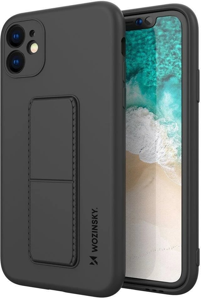 Mbështjellës Wozinsky Kickstand Case për iPhone 11 Pro Max, silikon, me mbajtëse, zi