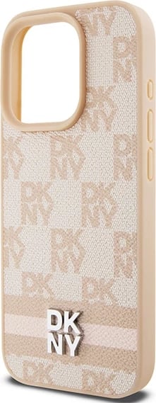 Mbështjellës DKNY Checkered Mono Pattern & Printed Stripes për iPhone 15 Pro Max, rozë