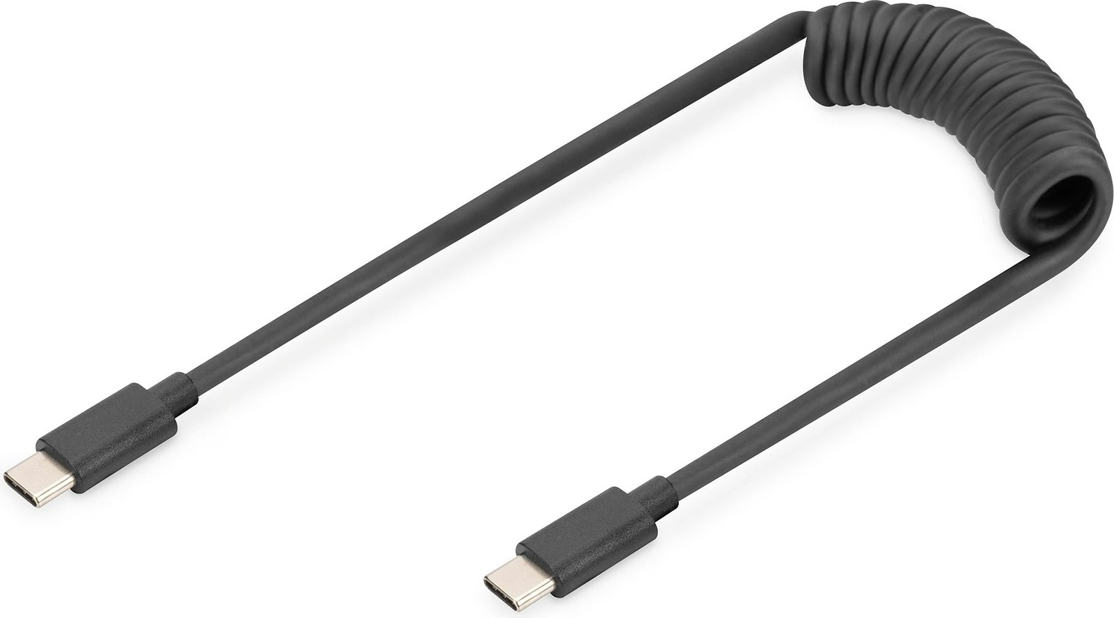 Kabllo spiral USB C në USB C Digitus, 1 m, USB 2.0, e zezë